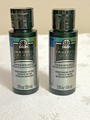 FolkArt DragonFly Glaze Topcoat 2oz-Blue, Green, Gold Shift lot of 2