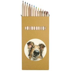 12 x ‘Funny Rough Collie Dog Portrait’ Long Colour Pencils (PE00091735)