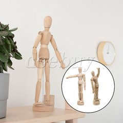 2 Pieces Moveable Wooden Mannequin Model 4.7″ and 5.5″ for Drawing with Base
