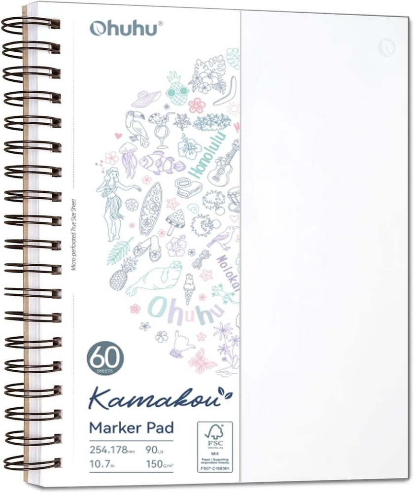 Ohuhu Double-Sided Marker Pad Art Sketchbook Bleedproof – 7×10 Large Paper