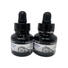 Daler Rowney Aquafine Watercolor Ink 035 Lamp Black Lot Of 2 Bottles