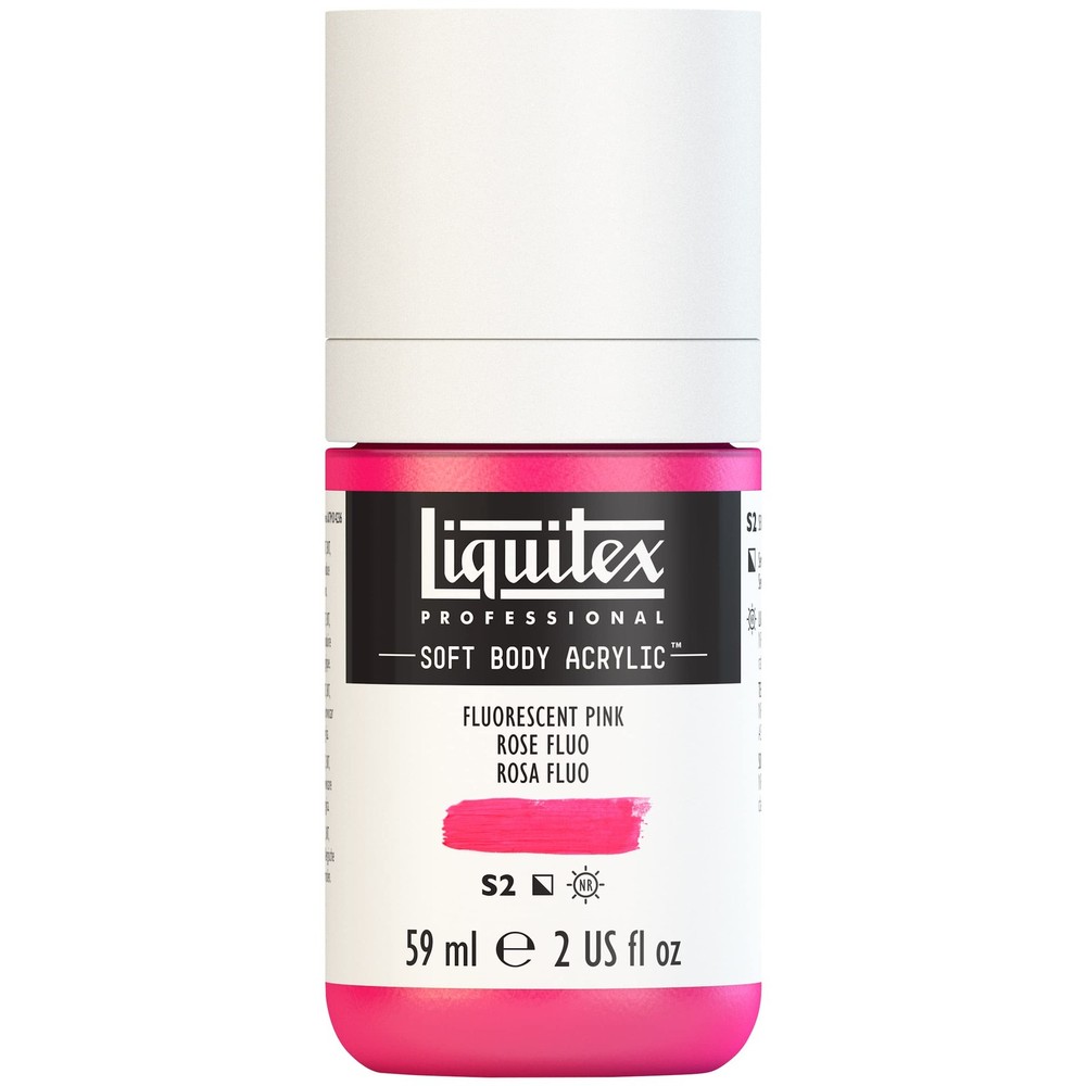 Fluorescent Pink Professional Soft Body Acrylic Paint 59ml 2oz Bottle Craft
