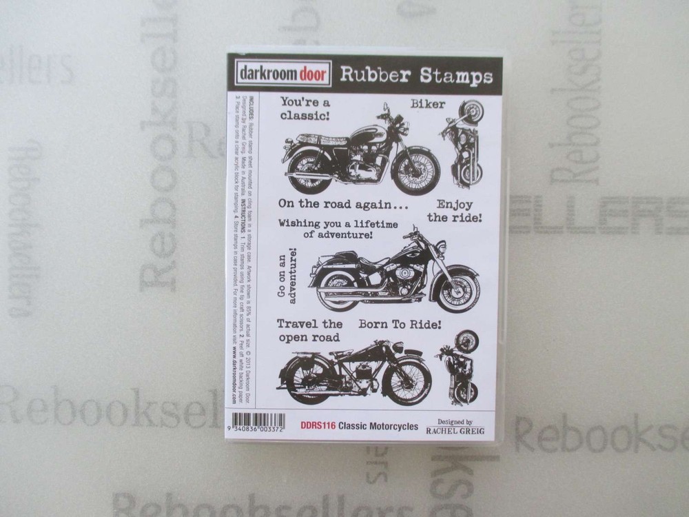 Darkroom Door Cling Stamps 7 x 5-inch Classic Motorcycle, 0.65 x 5.9 x 8.65 cm..