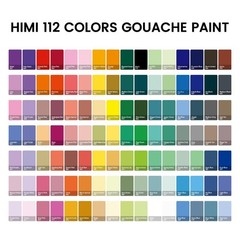 HIMI Gouache Paint Set, 112 Colors x 12g Twin Jelly Cup Design in a Carrying Cas