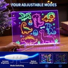 Light Up LED Drawing Board for Kids – 16″ Tracing Pad with 10 Pages & 7 Markers,