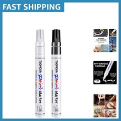 Quick-Drying, Waterproof White & Black Paint Pens – 2 Pack for Creative Projects