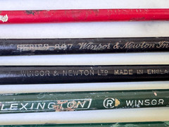 Used Lot 21 Water/Oil/Craft Paint Brushes, Grumbacher, Winsor, Delta, Langnickel