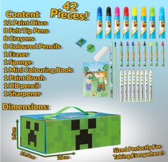 Minecraft Art Set For Kids, Coloring And Drawing Kit With Over 40 Art Supplies,