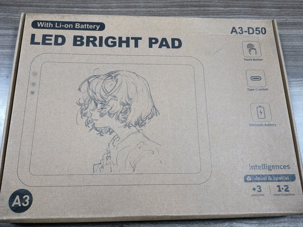 A3-D50 LED Light Pad – Brand New – Wireless, Rechargeable, A3 Size