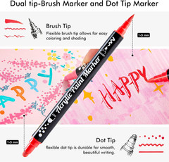 Shuttle Art 36 Colors Dual Tip Acrylic Paint Markers, Brush Tip and Dot Tip Acry