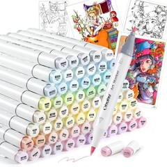 Ohuhu Marker Pens, Brush Type, 96 Light Colors, Professional Grade