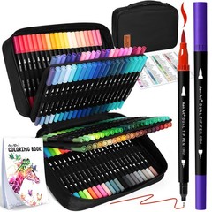 Dual Tip Brush Pens 120 Colors for Adult Coloring, Artist Sketch & Drawing Ma…