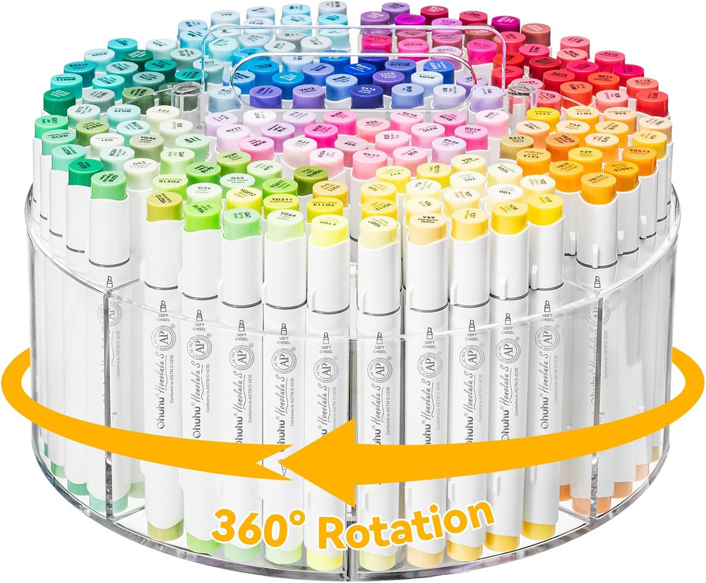 Acrylic Marker Organizer for Alcohol Markers, 360° Rotating Clear Acrylic Holder