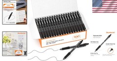 Office School Home Gel Pens – 100 Black Retractables