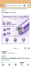 SUBFIX Electric Diamond Art Pen, Wireless Vacuum Diamond Painting Pen (Purple)