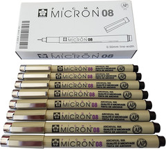 Sakura Pigma Micron pen 08 Black felt tip artist drawing pens – 8 pen set