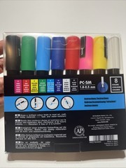 Uni POSCA PC-5M Water-Based Paint Markers (8 Pack) 1.8-2.5mm – Brand New