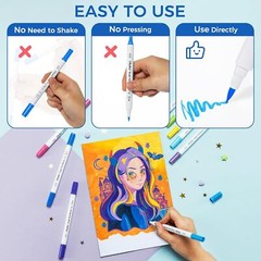 Ohuhu Acrylic Paint Markers Cotton-core 36 Colors Dual Tips Waterproof Lightfast