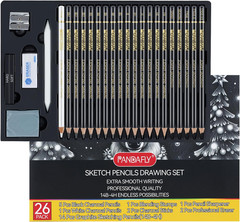 Drawing Sketching Pencil Set, 26 Piece, 4H-14B Graphite Pencils | Charcoal Penci