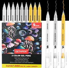 Gold Silver White Gel Pens – 0.6/0.8/1.0mm Extra Fine Point Opaque Archival Ink