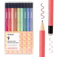 9 Pack Erasable Gel Pens 0.7mm Medium Point Assorted Colors for Writing