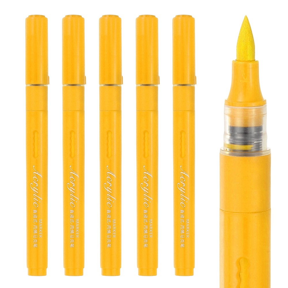 6pcs Acrylic Paint Markers, 4mm Acrylic Marker Paint Pens,Light Yellow