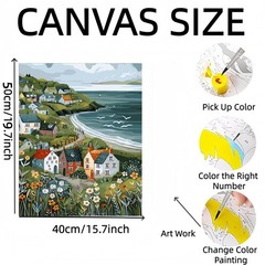Peaceful Island Paint by Numbers Kit for Adults Beginners DIY Canvas Art