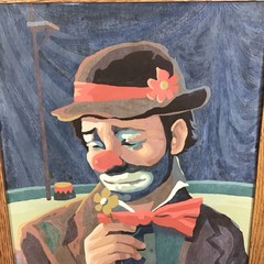 Vintage Paint By Number Emmet Kelly Hobo Clown Circus Oak Framed 14″ x 18″