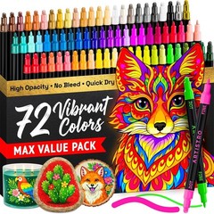 Ready-to-Use 72-Count Dual-Tip Acrylic Marker Set – Perfect for Kids & Adults