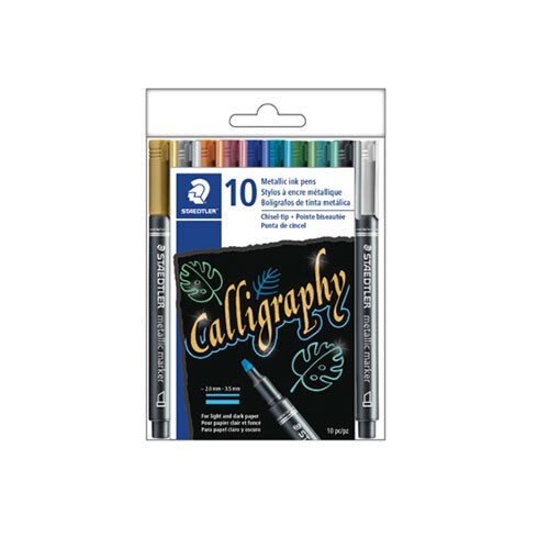 Staedtler Metallic Calligraphy Pens 2.8mm St/10 Invitations Arts Crafts School