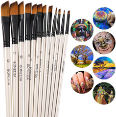 Angular Paint Brushes Nylon Hair Angled Watercolor Pait Brush Set for Acrylics W