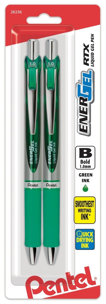 Pentel EnerGel RTX Retractable Liquid Gel Pen, (1.0mm), Bold Line, Metal Tip,