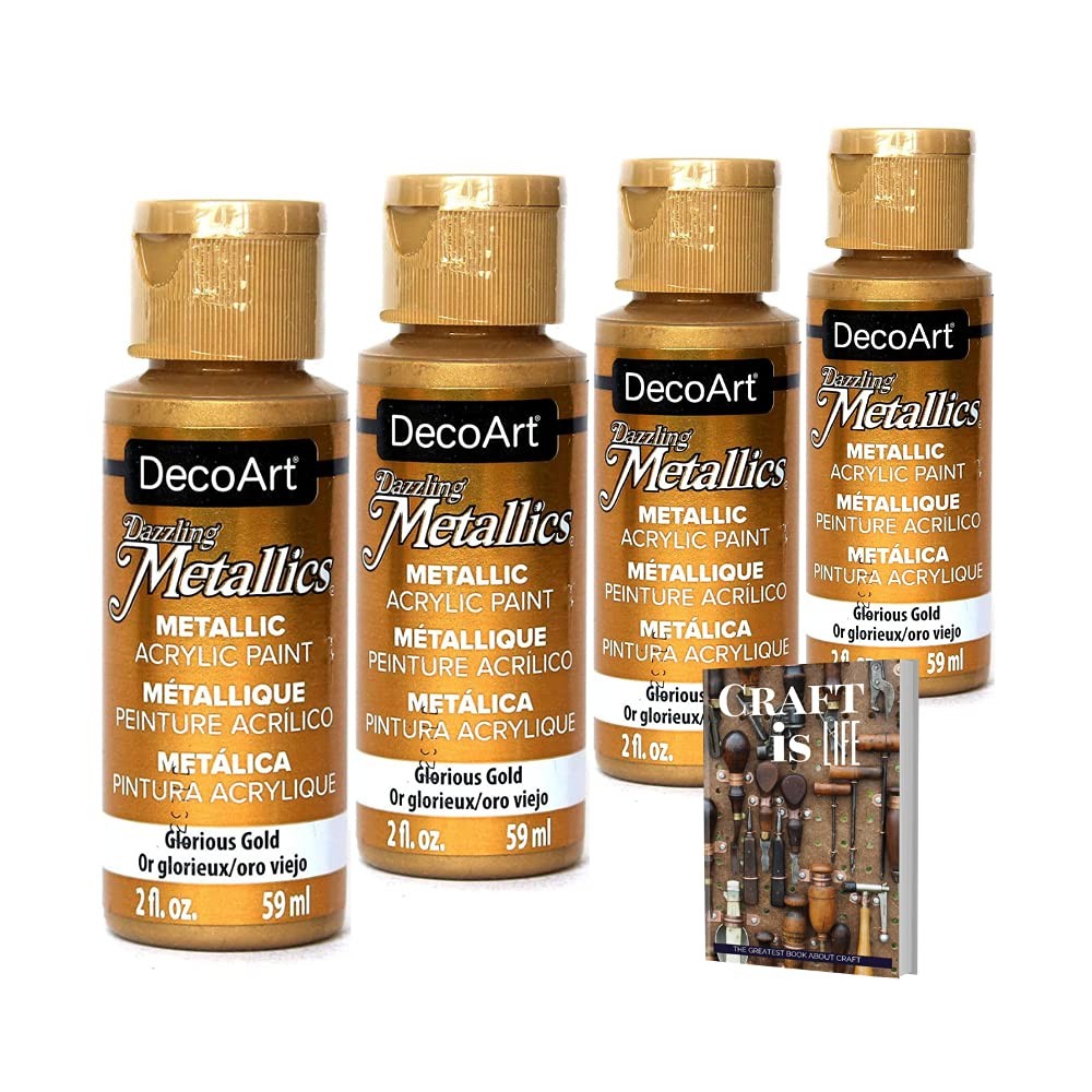 4 PCS Dazzling Metallics Glorious Gold Acrylic Paint 2 Ounce Home Decor EBook