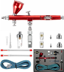 Dual Action Airbrush Kit with 0.2Mm 0.3Mm 0.5Mm Nozzles, Air Hose & Quick Couple
