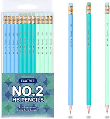 ECOTREE #2 Pencils – Pre-Sharpened with Erasers, 12 Count – Number 2 Pencils for