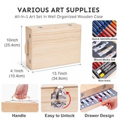 TMOL 85 Piece Deluxe Wooden Art Supplies, Art Kit with Easel, Sketching