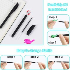 4 Book Magic Grooved Practice Copybook Reusable Handwriting Tracing Set Pens 7.4