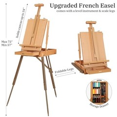 Professional All-in-One Art Painting Kit with Beech Wood French Easel, 96