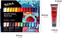Mont Marte 24 Color Acrylic Paint Set 1.22 Fl Oz Good Coverage Quick Drying