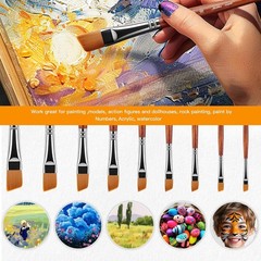 Golden Maple Angular Paint Brushes, 9PC Oblique Tip Nylon Hair 9BZ, Bronze