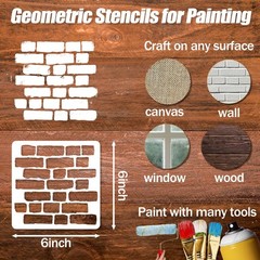 16PCS Geometric Stencils for Painting, Reusable Abstract 6″, 16PCS/6″-01