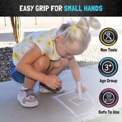 Jumbo Sidewalk Chalk Bucket – 50 Washable Non-Toxic Pieces for Kids Outdoor Art
