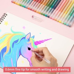 18 PCS Gel Colored Pens Black White Paper 0.6mm Fine Point Coloring Office