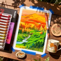 Nicpro 24 Colors Acrylic Paint Markers Brush Tip, Water-Based No-Bleed Paint Mar