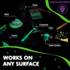 8 Colors Glow in the Dark Markers – 0.7mm Round Tip Neon Fluorescent Paint P…