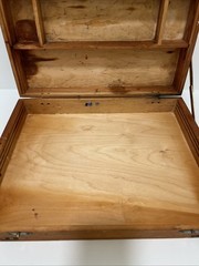 VTG Wooden Hinged Artist Painters Box with Dovetail Design Wood Briefcase Travel