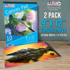 9″ x 12″ 10-Sheet 8-Ounce Triple Primed Acid-Free Canvas Paper Pad (2 Pads)