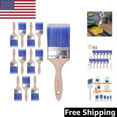 Bates 12-Pack 3-Inch Synthetic Bristle Paint Brushes – Wall & Stain Applicators
