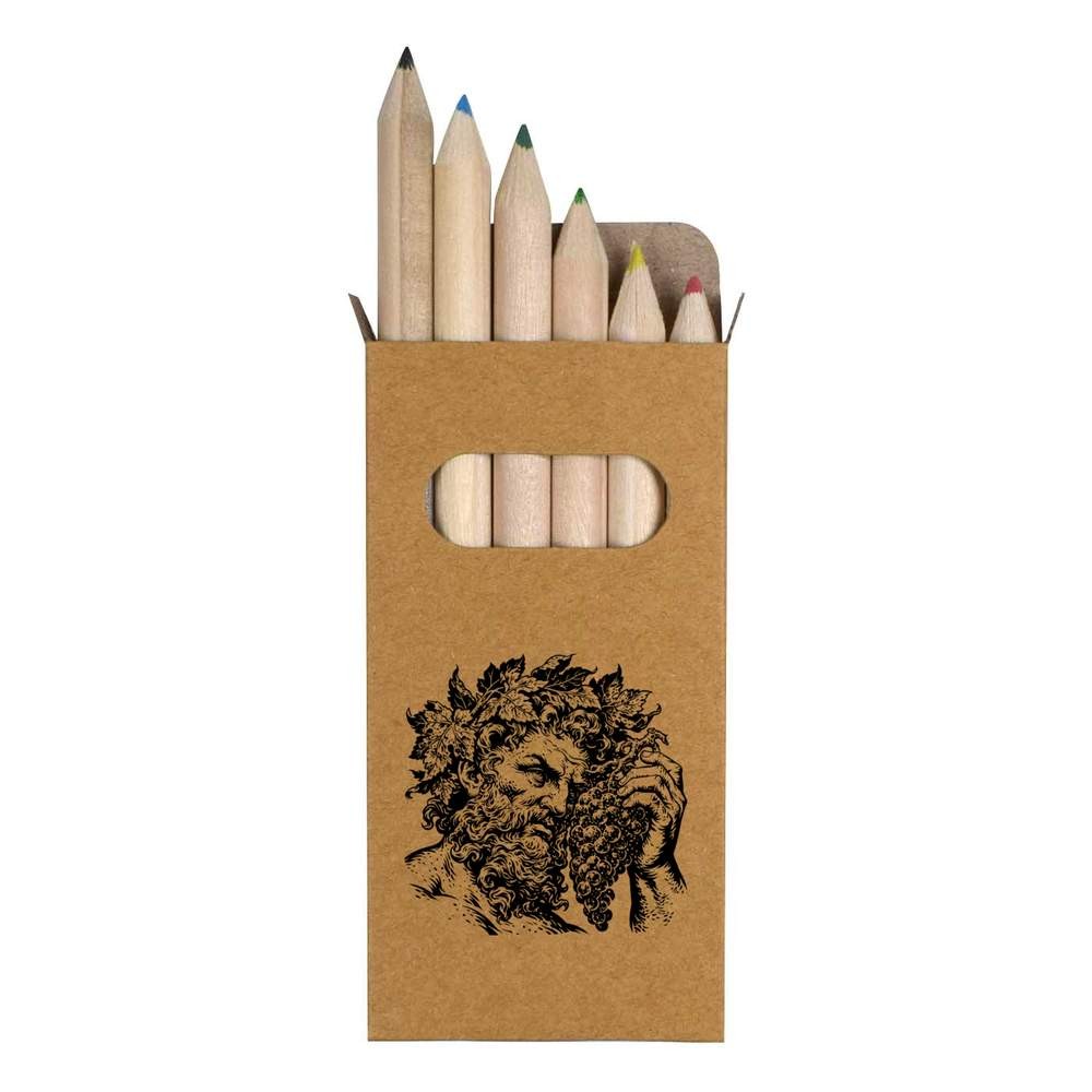 6 x ‘Greek God Dionysus’ Short 85mm Pencils / Coloured Pencil Set (PE00098662)