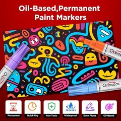 Neon Fluorescent Paint Marker Pens – 8 Colors Oil-Based Paint Markers, Medium
